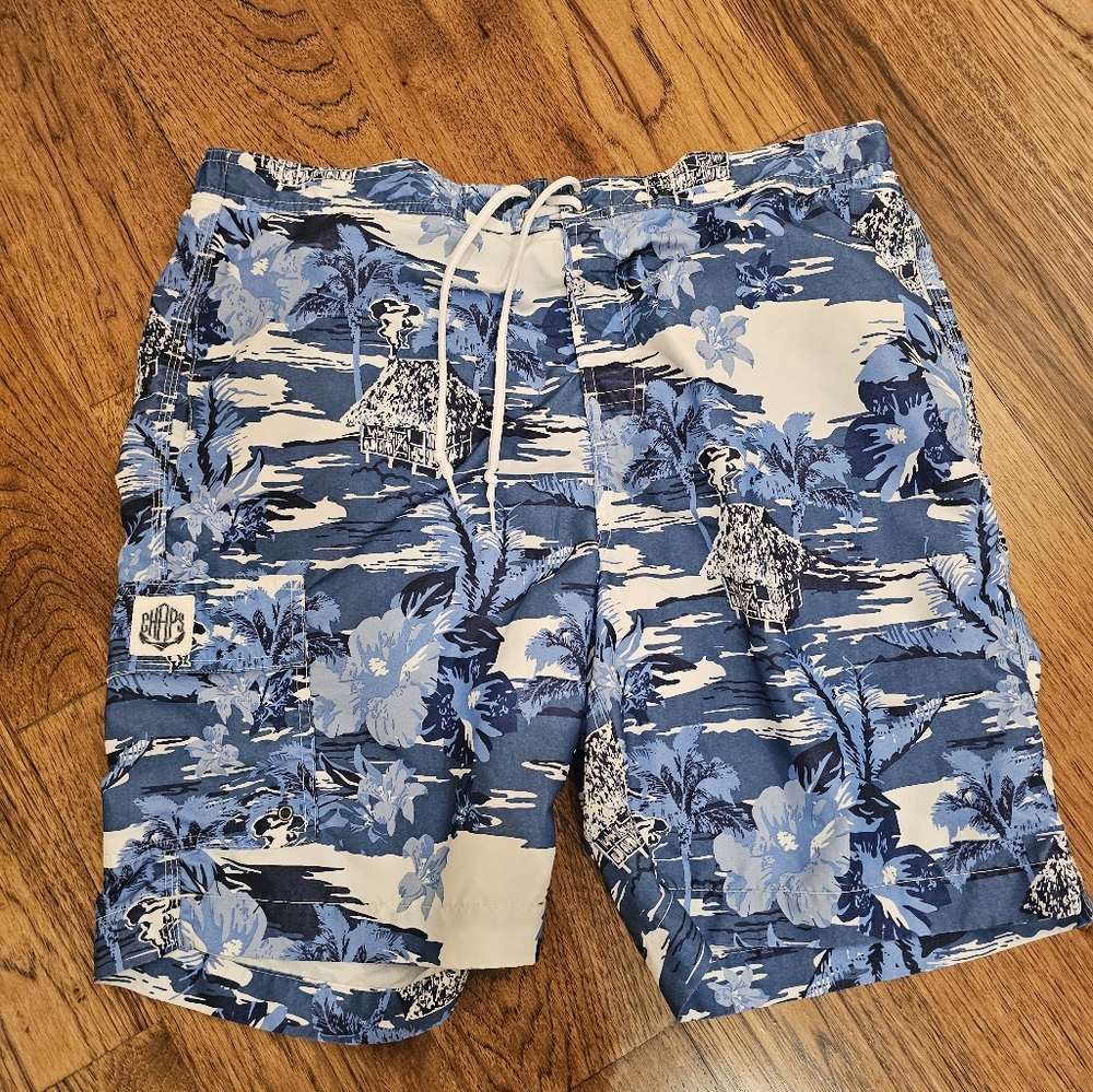 XL Chaps Swim Suit Trunks Mens Blue Camo